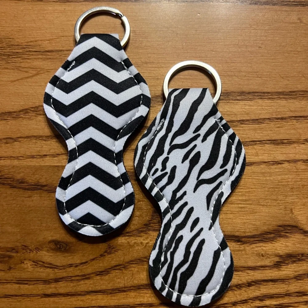 Black and White Chapstick Key Chain